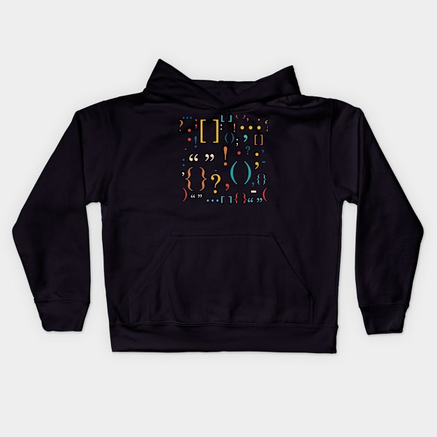 Punctuation Pattern (Retro) Kids Hoodie by inotyler